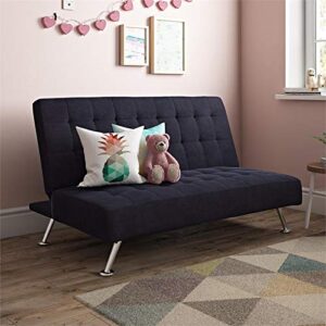 DHP Mabel Tufted Kids Sleeper Sofa in Dark Blue and Chrome