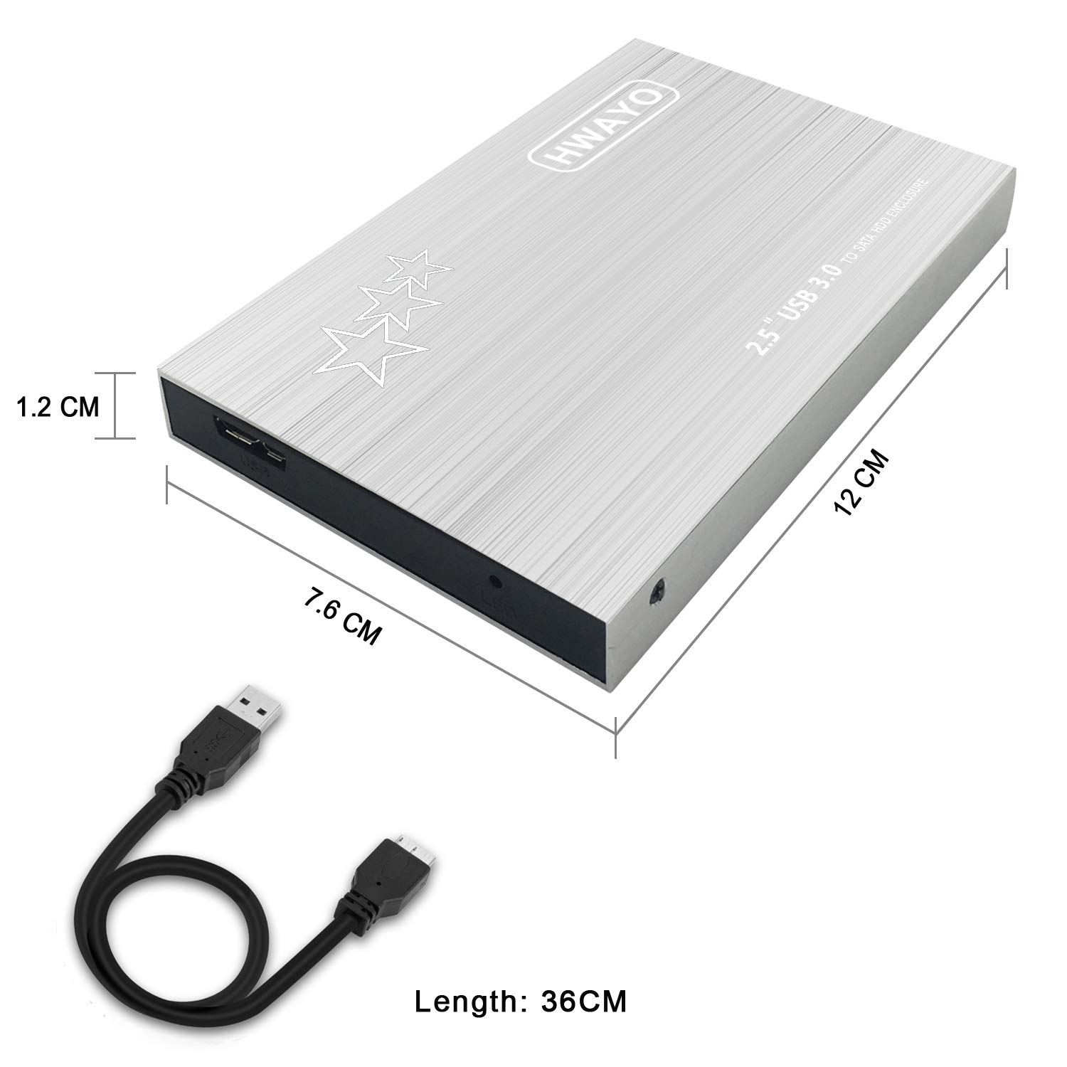 HWAYO 1TB External Hard Drive Portable 2.5'' Ultra Slim HDD Storage USB 3.0 for PC, Laptop, Mac, Chromebook, Xbox One (Silver)