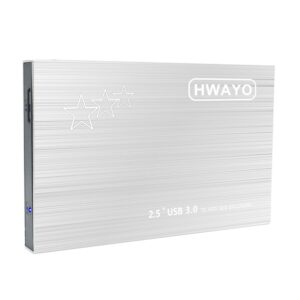 HWAYO 1TB External Hard Drive Portable 2.5'' Ultra Slim HDD Storage USB 3.0 for PC, Laptop, Mac, Chromebook, Xbox One (Silver)