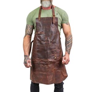 legend forge leather work apron (brown)