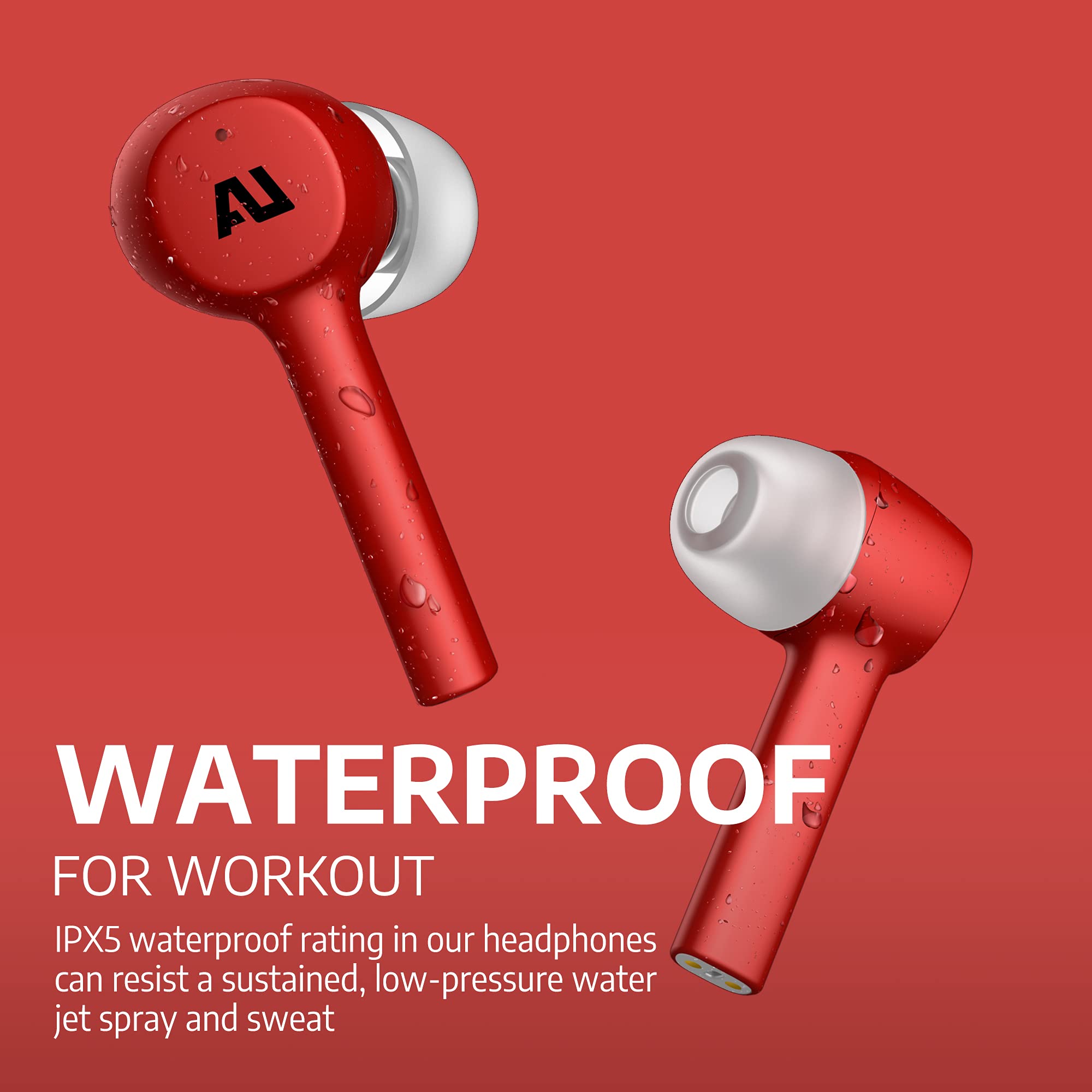 Ausounds AU-Stream True Wireless Bluetooth Earbuds, Red