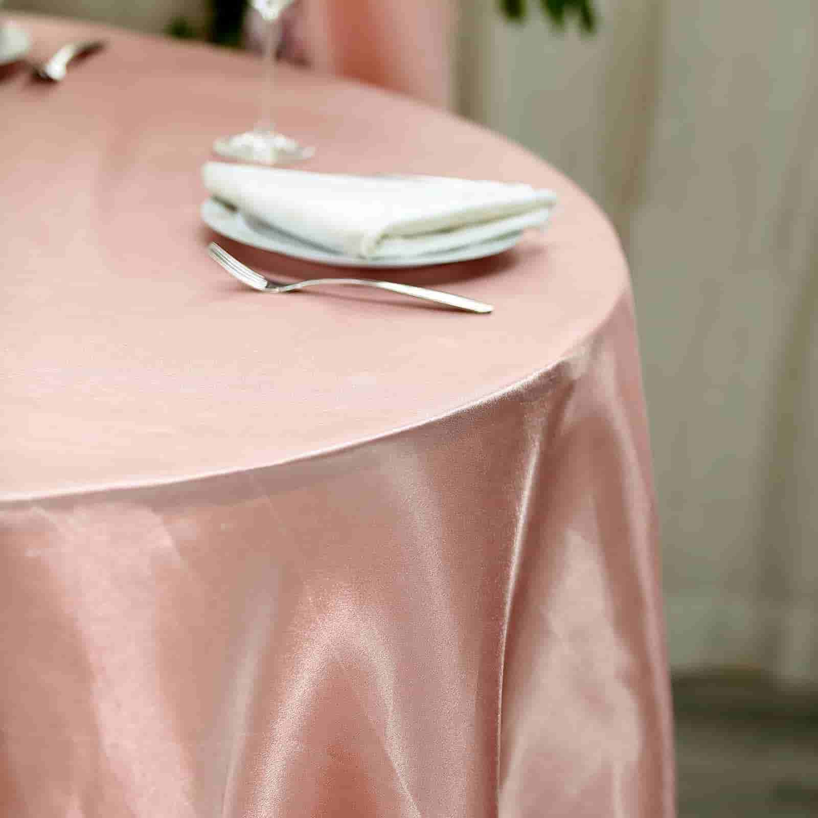 Tableclothsfactory 108" Dusty Rose Wholesale Linens Satin Round Tablecloth for Kitchen Dining Catering Wedding Birthday Party Events