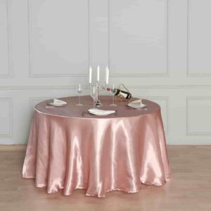 Tableclothsfactory 108" Dusty Rose Wholesale Linens Satin Round Tablecloth for Kitchen Dining Catering Wedding Birthday Party Events