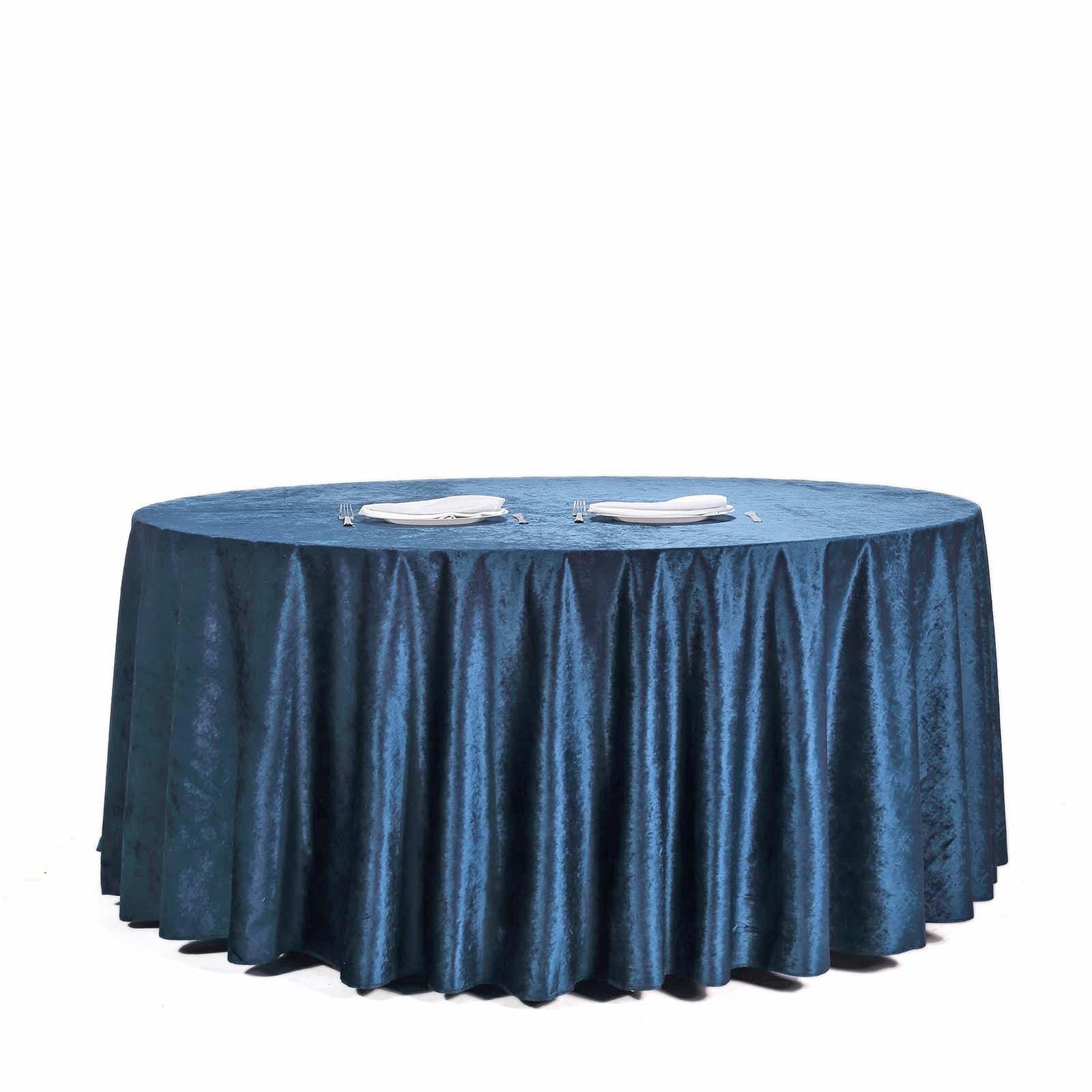 Tableclothsfactory 120 Inch Navy Blue Round Tablecloth - Premium Velvet Table Cloth for Wedding, Party, Banquet, and Events