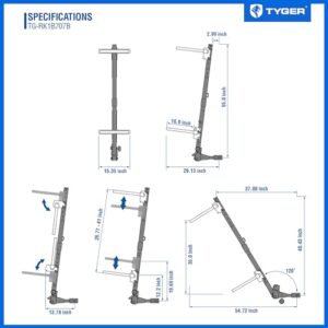 Tyger Auto TG-RK1B707B Folding Hitch-Mounted Ski/Snowboard Rack Fits 2" or 1.25" Receiver Carries 6 Pair Skis or 4 Snowboards | Key Lock | Security Strap | Vertical Adjustable | Tilt Access