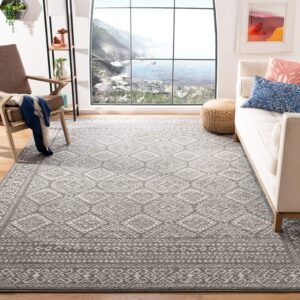 safavieh tulum collection area rug - 6' x 9', dark grey & ivory, moroccan boho distressed design, non-shedding & easy care, ideal for high traffic areas in living room, bedroom (tul264f)