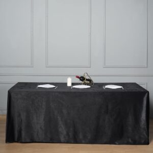 tableclothsfactory 90 x 156 inch black rectangle tablecloth - premium velvet table cloth for wedding, party, banquet, and events