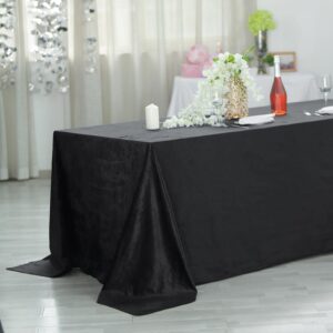 Tableclothsfactory 90 x 156 Inch Black Rectangle Tablecloth - Premium Velvet Table Cloth for Wedding, Party, Banquet, and Events