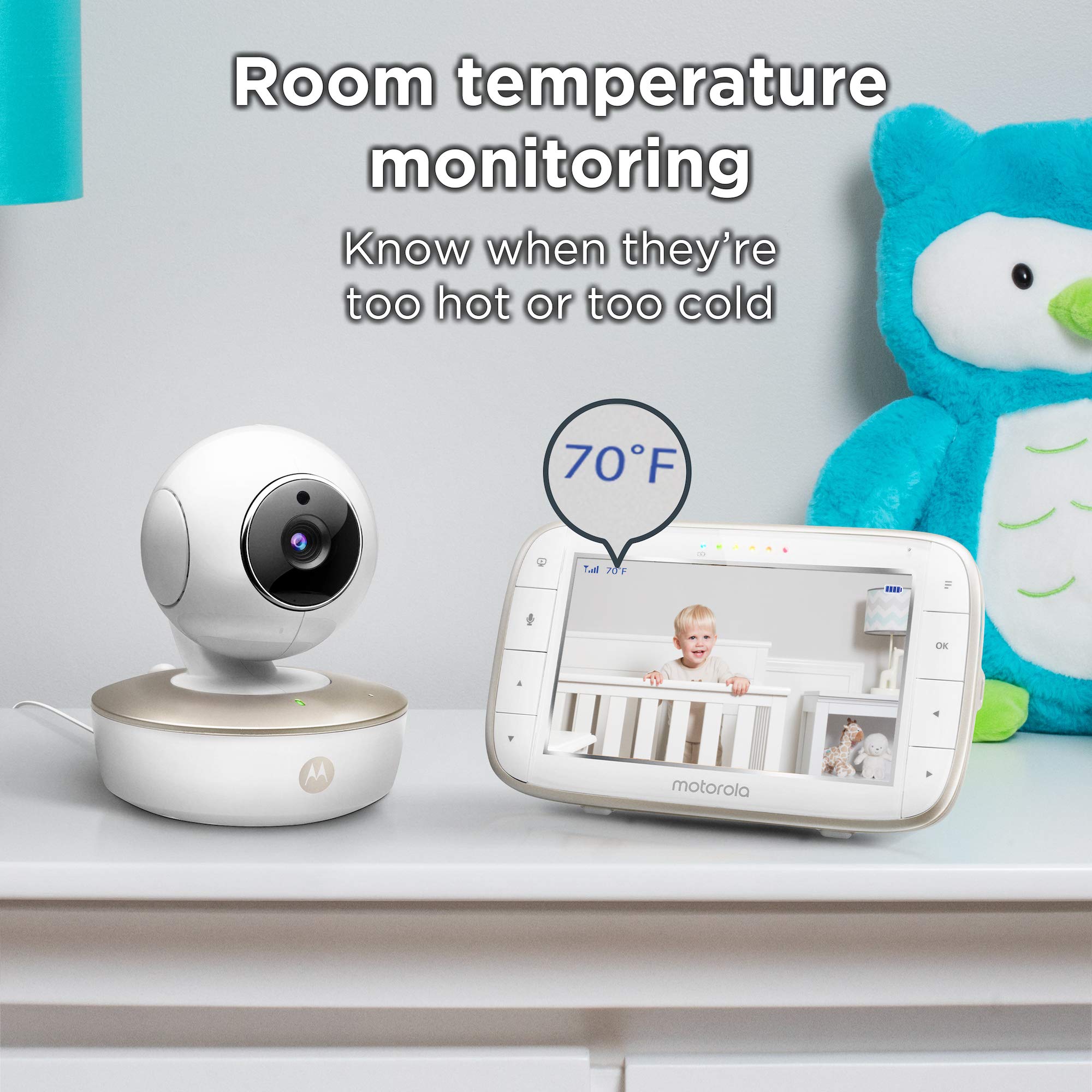 Motorola Video Baby Monitor - Wide Angle HD Camera with Infrared Night Vision and Remote Pan, Tilt, Zoom - 5-Inch LCD Color Display with Split Screen View, Room Temperature and Sound Alert MBP50-G