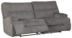 signature design by ashley coombs contemporary 2 seat power reclining sofa, gray