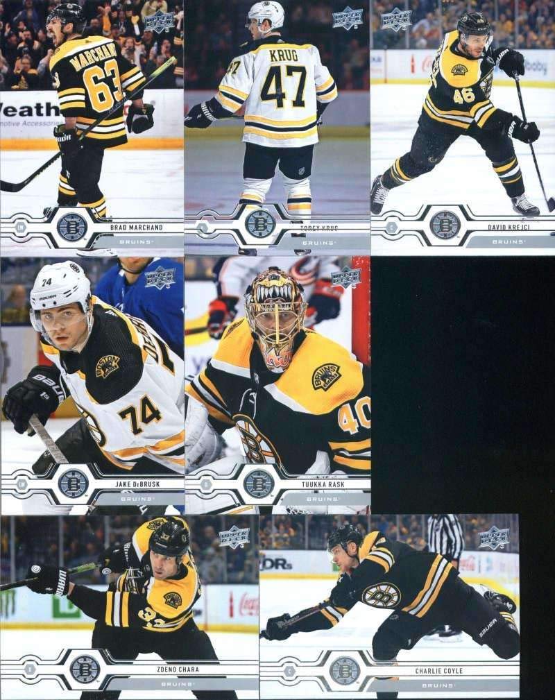 Boston Bruins 2019-20 Upper Deck Series 1 Veteran NHL Team Set Hockey Team Set of 7 Cards: Tuukka Rask(#8), Charlie Coyle(#9), Jake DeBrusk(#10), David Krejci(#11), Zdeno Chara(#12), Torey Krug(#13), Brad Marchand(#14)