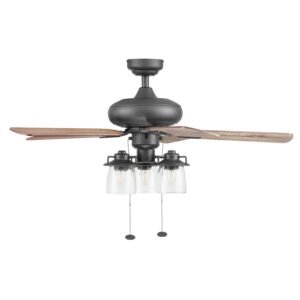 Prominence Home Crown Ridge, 42 Inch Farmhouse LED Ceiling Fan with Light, Remote Control, Three Mounting Options, 5 Dual Finish Blades, Reversible Motor - 51432-01 (Bronze)