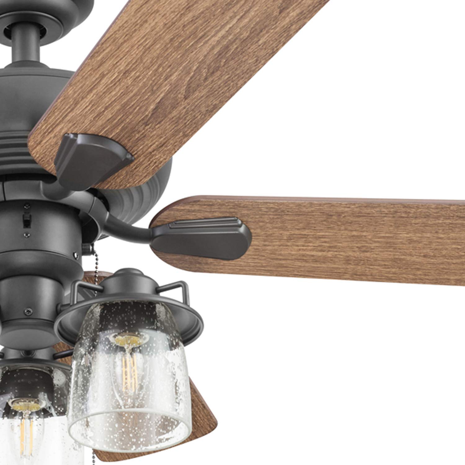 Prominence Home Crown Ridge, 42 Inch Farmhouse LED Ceiling Fan with Light, Remote Control, Three Mounting Options, 5 Dual Finish Blades, Reversible Motor - 51432-01 (Bronze)