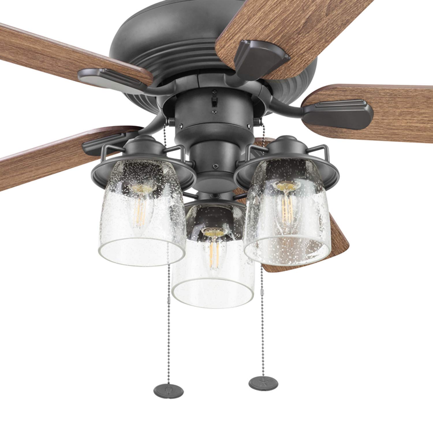 Prominence Home Crown Ridge, 42 Inch Farmhouse LED Ceiling Fan with Light, Remote Control, Three Mounting Options, 5 Dual Finish Blades, Reversible Motor - 51432-01 (Bronze)