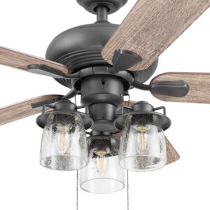 Prominence Home Crown Ridge, 42 Inch Farmhouse LED Ceiling Fan with Light, Remote Control, Three Mounting Options, 5 Dual Finish Blades, Reversible Motor - 51432-01 (Bronze)