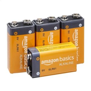 amazon basics 4-pack 9 volt alkaline everyday batteries, 5-year shelf life