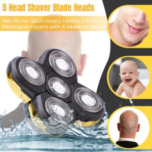 Shaver Blade Heads, 5 Heads Beard Cutter Replacement Blade Easy Install Electric Razor Shaver Head for Head and Face (Gold)