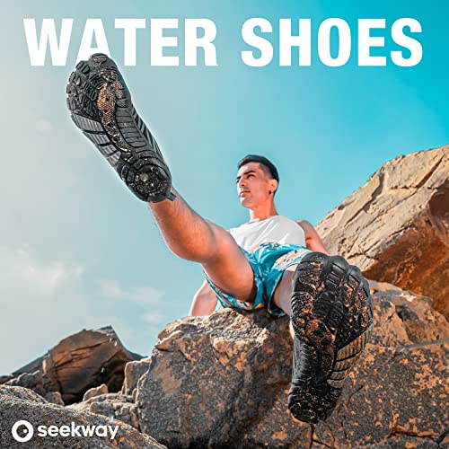 SEEKWAY Water Shoes Men Women Adult Quick-Dry Aqua Sock Barefoot for Beach Swim River Pool Lake Hiking Kayaking Surfing SP001(U) 406Black Size 6 Women/5 Men