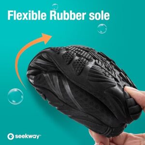 SEEKWAY Water Shoes Men Women Adult Quick-Dry Aqua Sock Barefoot for Beach Swim River Pool Lake Hiking Kayaking Surfing SP001(U) 406Black Size 6 Women/5 Men