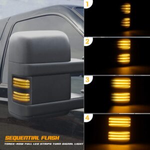 RUXIFEY Sequential Switchback Side Mirror Marker Lights 3-Row LED Turn Signals Compatible with Ford F250 F350 F450 Super Duty 2008-2016