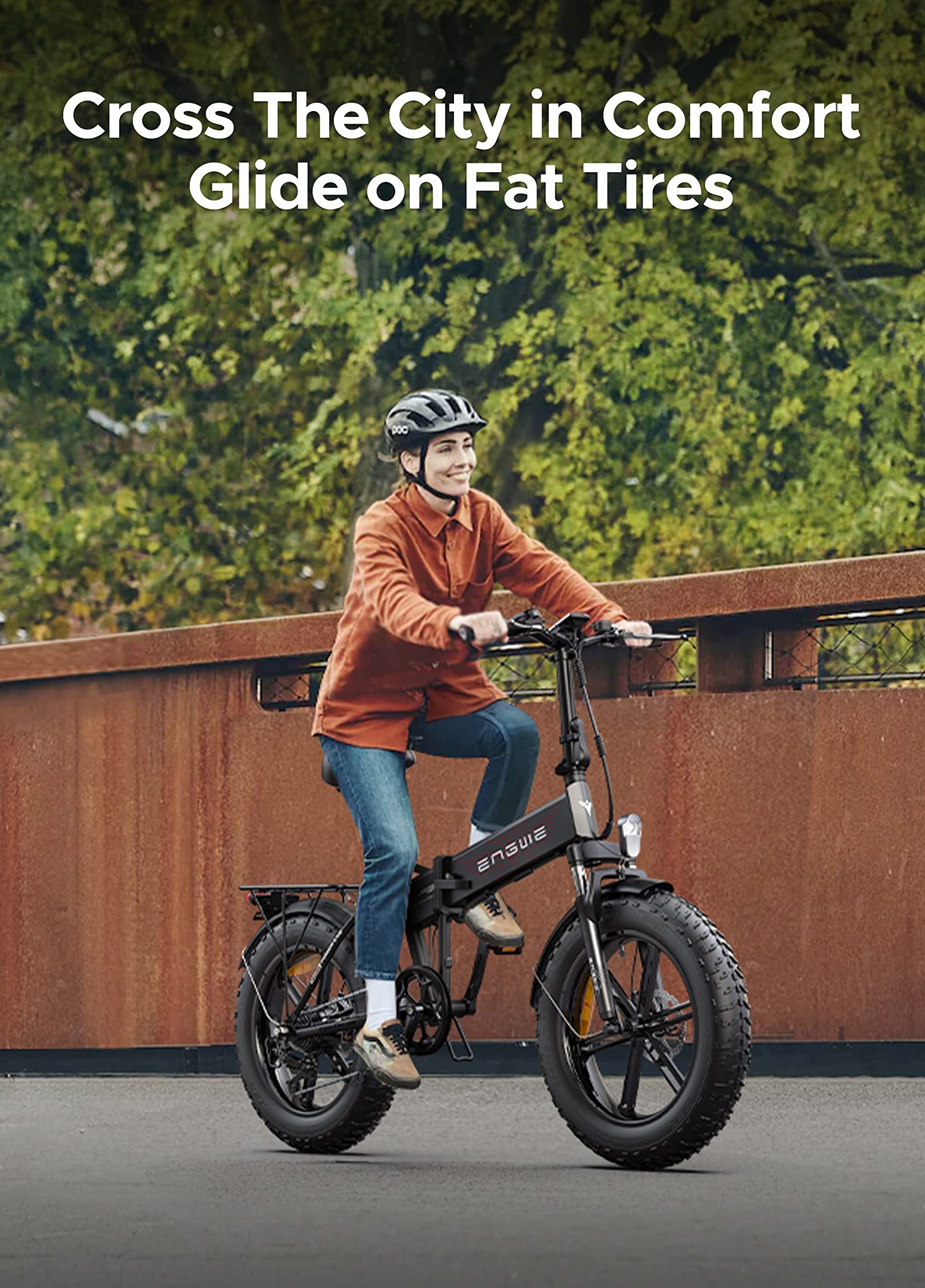 ENGWE 750W Folding Electric Bike for Adults 20" 4.0 Fat Tire Mountain Beach Snow Bicycles Aluminum Electric Scooter 7 Speed Gear E-Bike with Detachable Lithium Battery 48V 13AH Up to 28MPH 75Mile