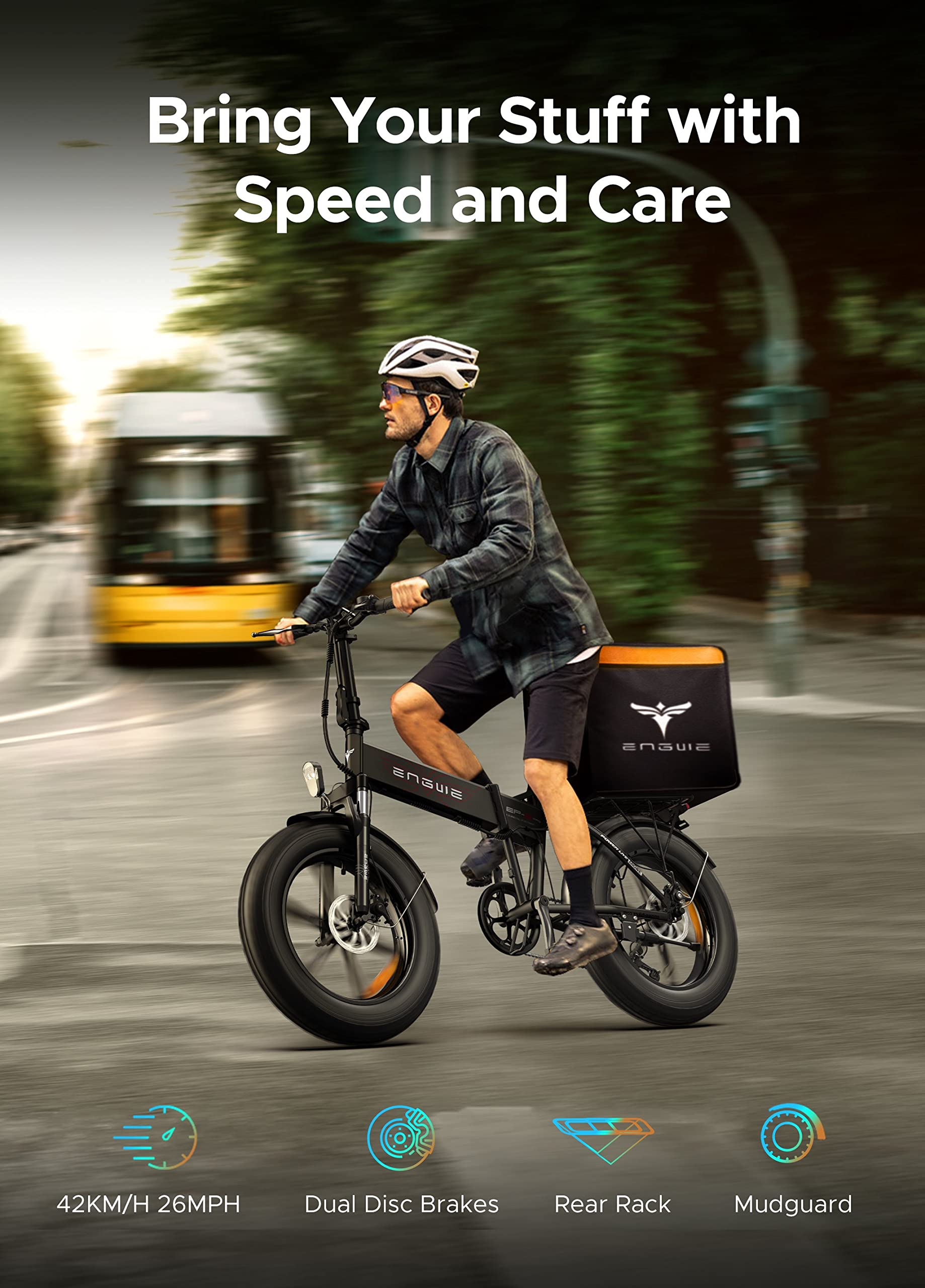 ENGWE 750W Folding Electric Bike for Adults 20" 4.0 Fat Tire Mountain Beach Snow Bicycles Aluminum Electric Scooter 7 Speed Gear E-Bike with Detachable Lithium Battery 48V 13AH Up to 28MPH 75Mile