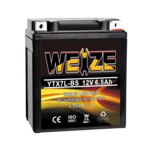 weize ytx7l bs 100cca atv battery high performance - maintenance free - sealed agm ytx7l-bs motorcycle battery compatible with honda kawasaki suzuki