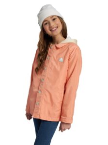 burton kids' ripton coach jacket, pink dahlia/creme brulee heather, medium