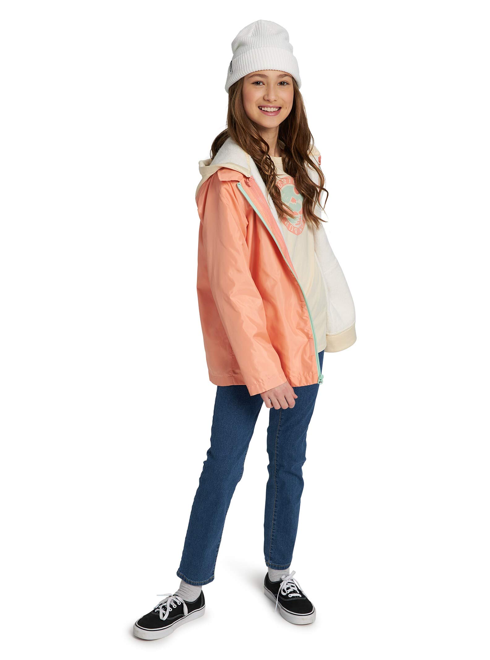 Burton Kids' Ripton Coach Jacket, Pink Dahlia/Creme Brulee Heather, Medium