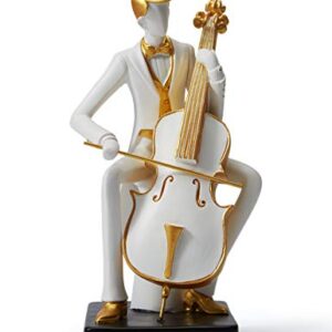 HAUCOZE Music Decor Figurine Cello Statue Modern Sculpture Home Gifts Table Centerpiece Crafts Polyresin Arts 8.5inch