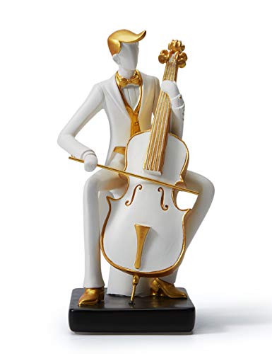 HAUCOZE Music Decor Figurine Cello Statue Modern Sculpture Home Gifts Table Centerpiece Crafts Polyresin Arts 8.5inch