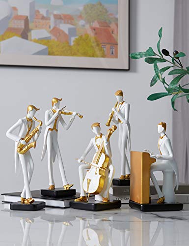 HAUCOZE Music Decor Figurine Cello Statue Modern Sculpture Home Gifts Table Centerpiece Crafts Polyresin Arts 8.5inch