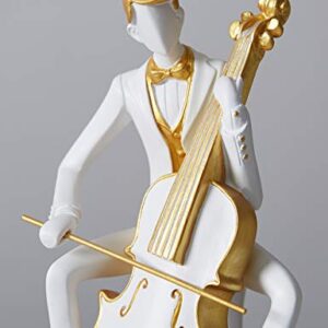 HAUCOZE Music Decor Figurine Cello Statue Modern Sculpture Home Gifts Table Centerpiece Crafts Polyresin Arts 8.5inch