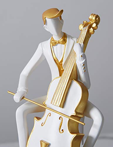 HAUCOZE Music Decor Figurine Cello Statue Modern Sculpture Home Gifts Table Centerpiece Crafts Polyresin Arts 8.5inch