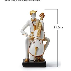 HAUCOZE Music Decor Figurine Cello Statue Modern Sculpture Home Gifts Table Centerpiece Crafts Polyresin Arts 8.5inch