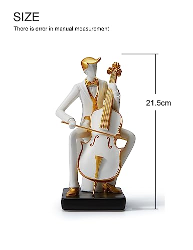 HAUCOZE Music Decor Figurine Cello Statue Modern Sculpture Home Gifts Table Centerpiece Crafts Polyresin Arts 8.5inch