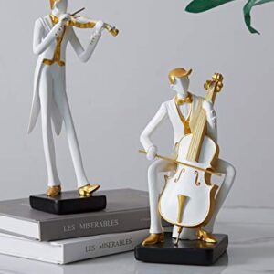 HAUCOZE Music Decor Figurine Cello Statue Modern Sculpture Home Gifts Table Centerpiece Crafts Polyresin Arts 8.5inch