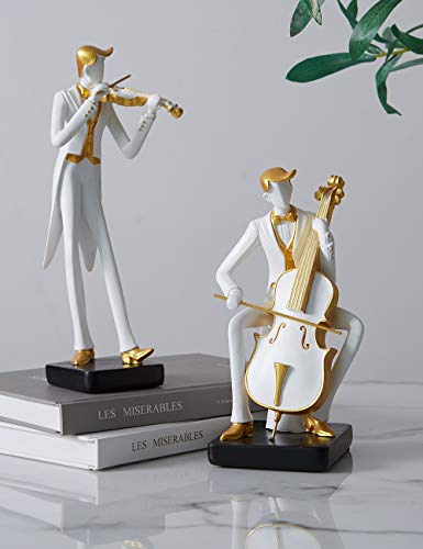 HAUCOZE Music Decor Figurine Cello Statue Modern Sculpture Home Gifts Table Centerpiece Crafts Polyresin Arts 8.5inch