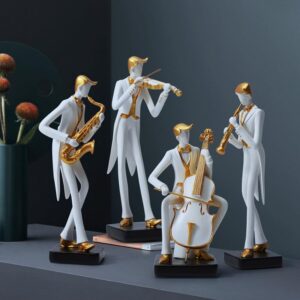 HAUCOZE Music Decor Figurine Cello Statue Modern Sculpture Home Gifts Table Centerpiece Crafts Polyresin Arts 8.5inch