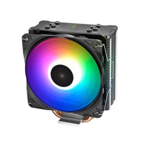 deepcool gammaxx gt a-rgb, cpu air cooler, sync a-rgb fan and black top cover, cable or motherboard control supported, 4 heatpipes, 120mm a-rgb fan, universal socket solution