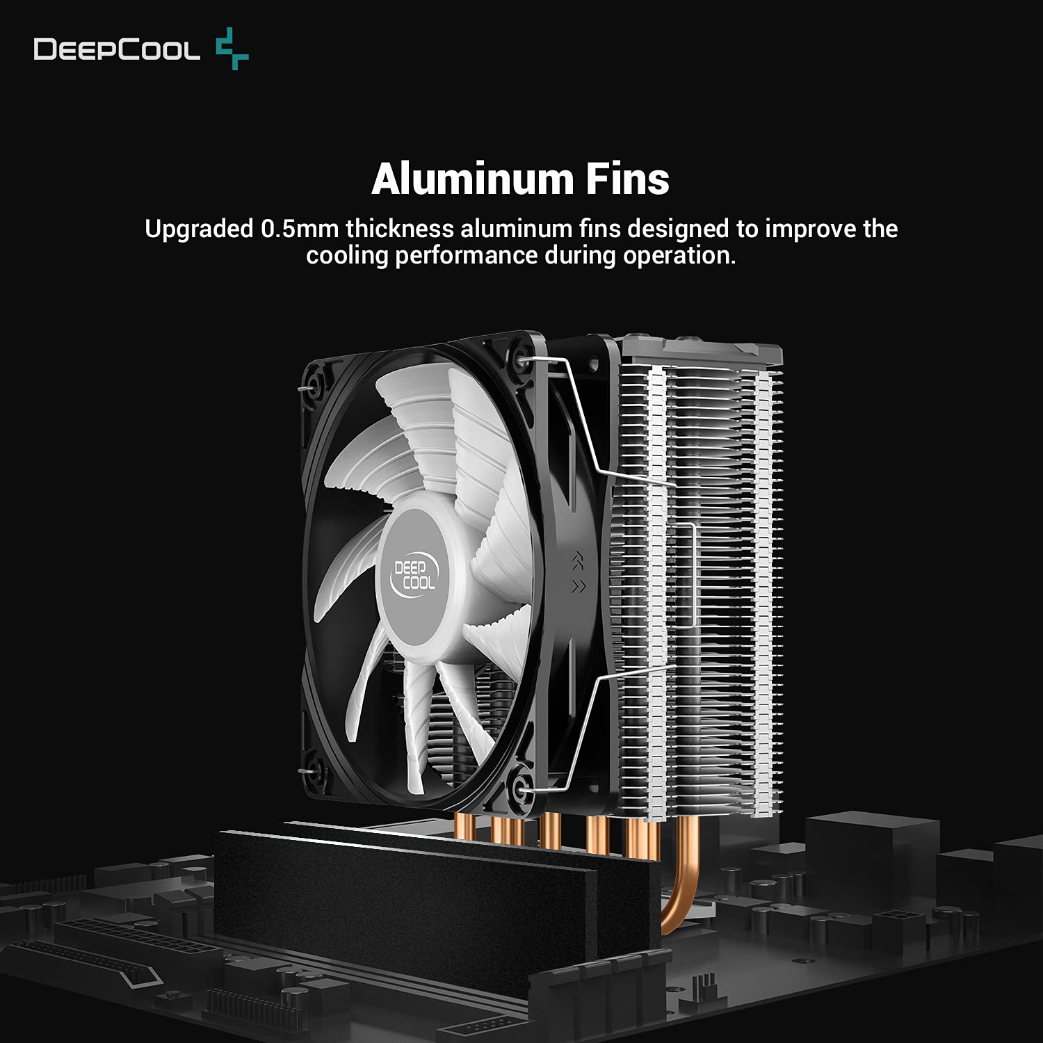 DEEPCOOL GAMMAXX GT A-RGB, CPU Air Cooler, SYNC A-RGB Fan and Black Top Cover, Cable or Motherboard Control Supported, 4 Heatpipes, 120mm A-RGB Fan, Universal Socket Solution