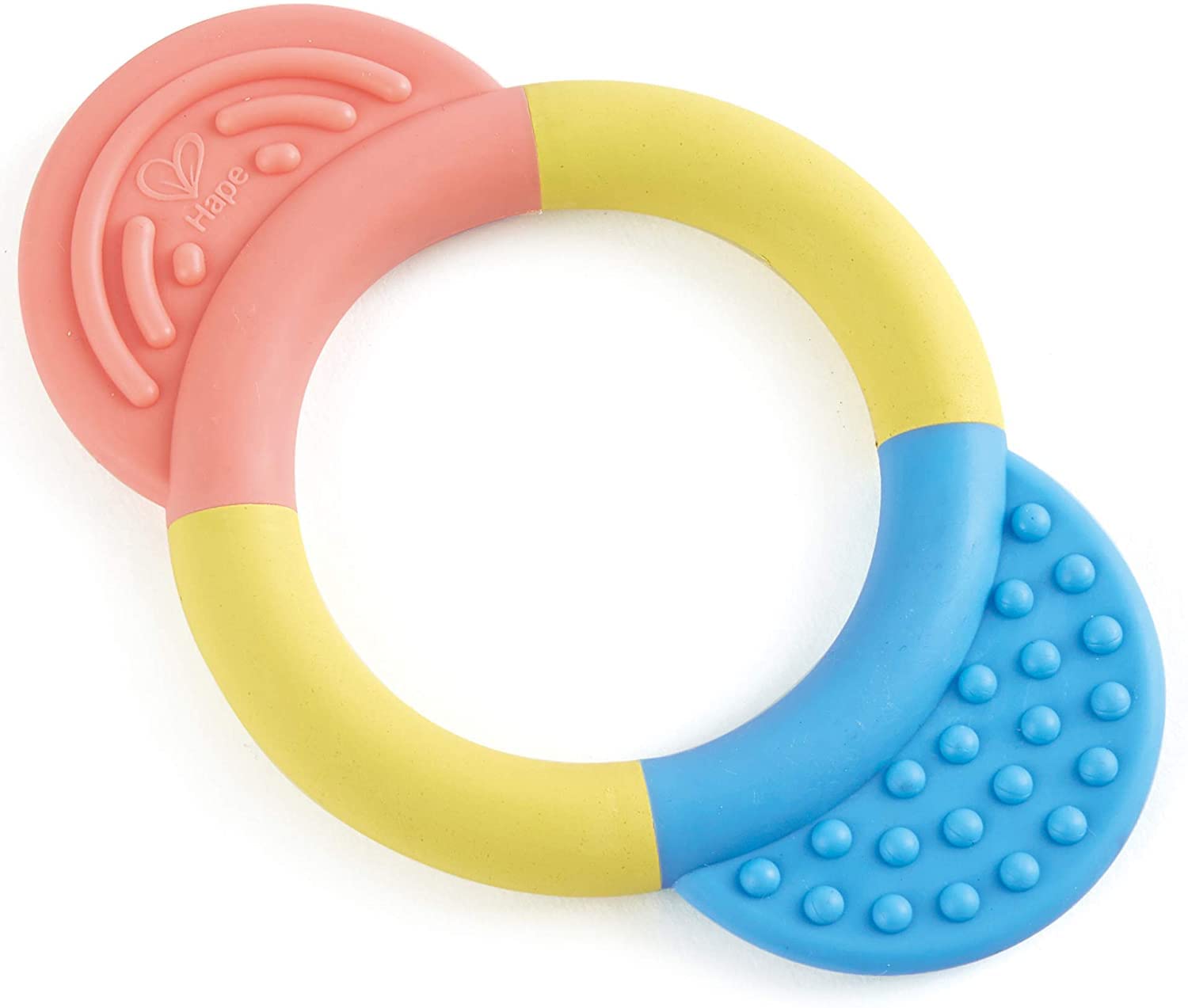 Hape Rattle & Teether Collection | 3-Piece Rattle & Teething Set for Babies, Soft Colors