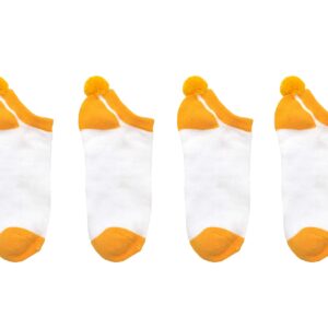 Everything Legwear Sock House Co. Pom Pom Socks (4 Pair) - Team Spirit Athletic Socks - Fits Ladies Shoe Size: 4-10 (Gold)