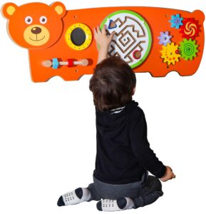 d dakin learning sensory wall toy for toddlers - bear sensory board field with fun learning activities - wall busy board learning activity wall panel toy for kids playroom & children's daycare