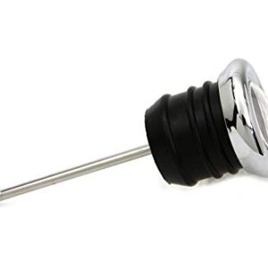 Chrome Shorty Style Oil Tank Dipstick with Oil Temperature Gauge - Black Gauge Face - Fits 1979-2003 Harley Sportster XL and 1984-1999 Harley Softail Models - Replaces HD Part# 62668-87T (40-0361)