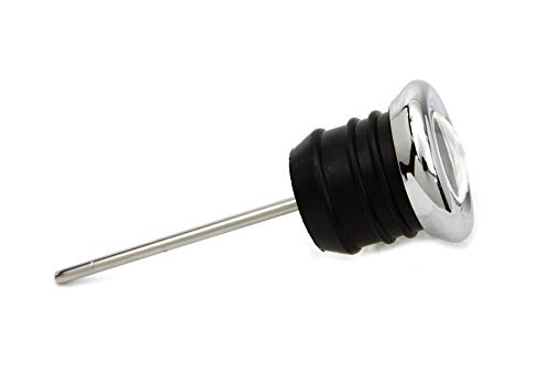 Chrome Shorty Style Oil Tank Dipstick with Oil Temperature Gauge - Black Gauge Face - Fits 1979-2003 Harley Sportster XL and 1984-1999 Harley Softail Models - Replaces HD Part# 62668-87T (40-0361)