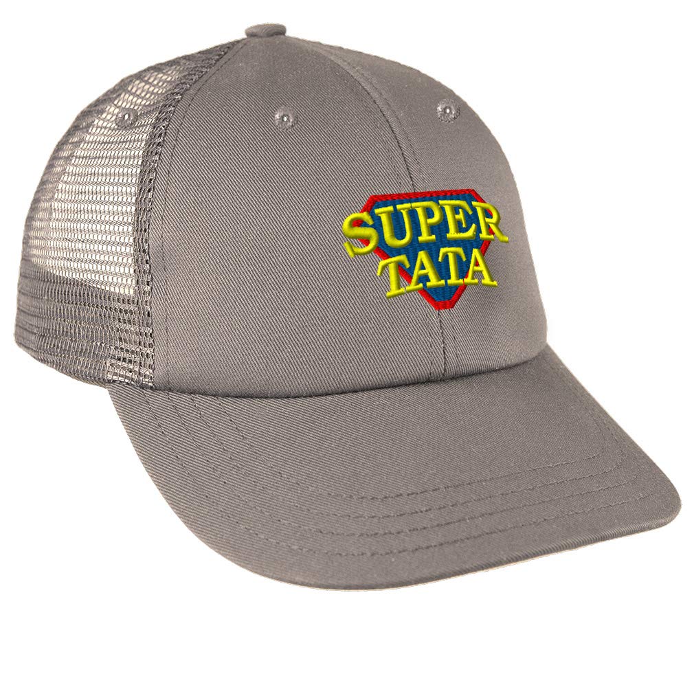 Speedy Pros Trucker Hat Baseball Cap Super Tata Romanian Embroidery Cotton Dad Hats for Men & Women Snapback Grey