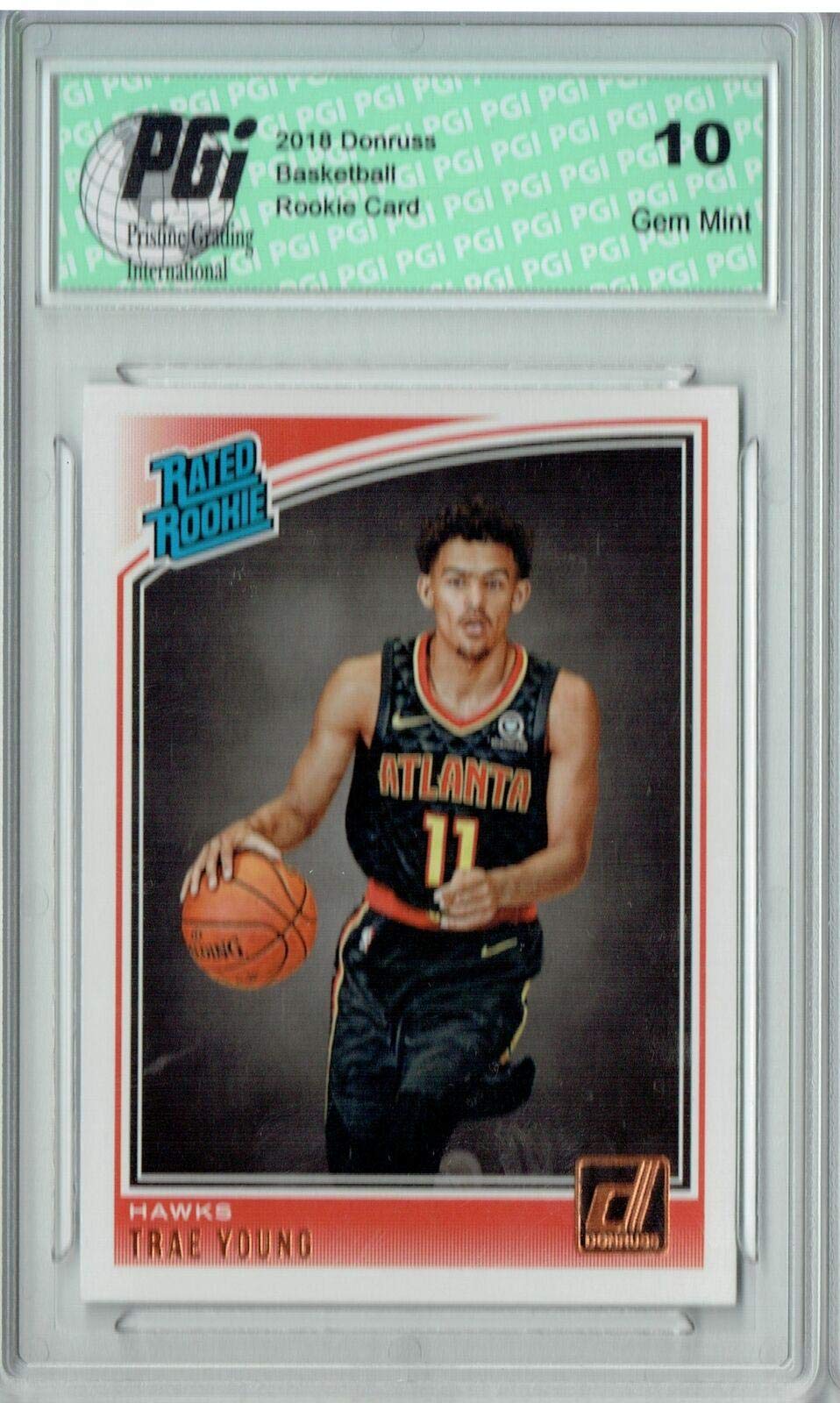 @@@ Trae Young 2018 Donruss Basketball #198 Rookie Card PGI 10 - Basketball Slabbed Rookie Cards