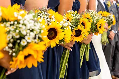 Plobach Artificial Silk Sunflowers 6 Pcs Long Stem Fake Sunflowers Bouquet Large Sunflowers Decor for Home Hotel Office Wedding Party Garden