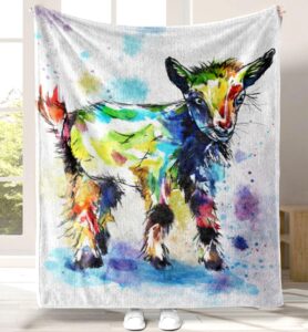 carwayii goat blanket goat gifts for girls boys kids cute blanket throw blanket colorful couch sofa blanket flannel goat stuffed animals blanket for goat lover birthday gifts - 40''x50''